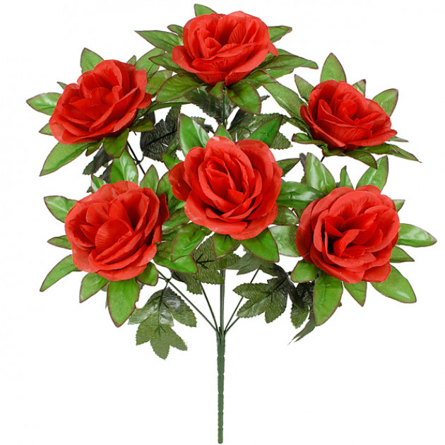 Искусственные цветы букет розы нарядные 7-ка, 50см  6064 изображение 2563