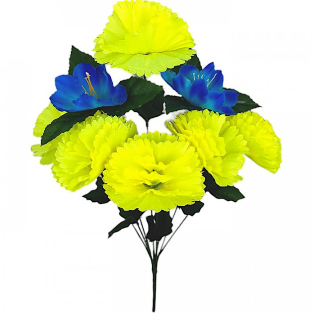 Искусственные цветы букет гвоздик с колокольчиками серия Украина, 48см  0194 изображение 4552