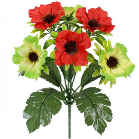 Штучні квіти букет маки атласні двоколірні, 29см 378/Р зображення 4593