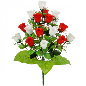 Искусственные цветы букет двухцветных роз, 62см  0120 изображение 4591