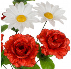 Искусственные цветы букет роз с ромашкой, 46см  965 изображение 2