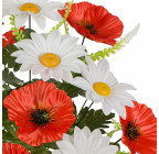 Искусственные цветы букет ромашек с атласными маками, 50см  068 изображение 2