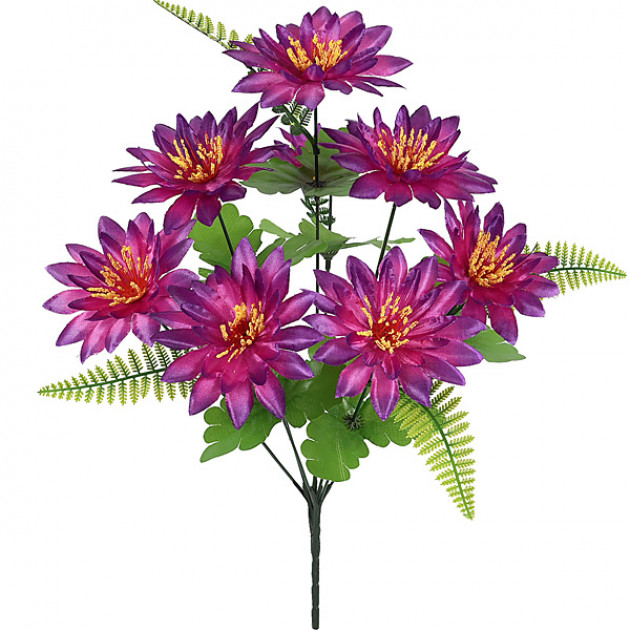 Искусственные цветы букет атласных лотосов фиолетовых 8-ка, 46см 076/Р изображение 2693
