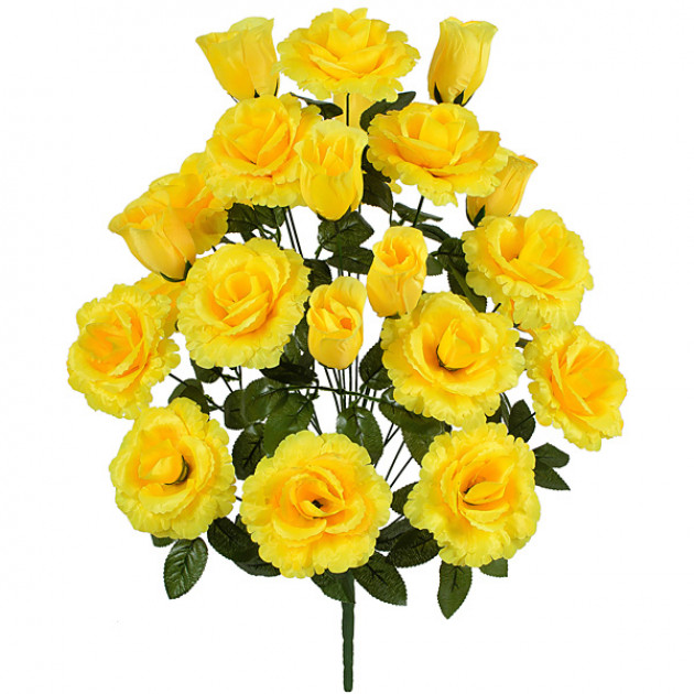 Искусственные цветы букет атласных роз желтых 24-ка, 66см 078/Р изображение 4577