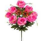 Искусственные цветы букет роз с калиной, 57см  111 изображение 1