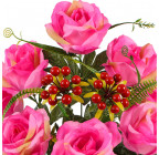 Искусственные цветы букет роз с калиной, 57см  111 изображение 2
