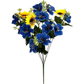 Искусственные цветы букет васильки и подсолнухи серия Украина, 55см 8202/Р изображение 4490