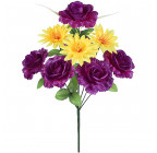 Искусственные цветы букет искусственной розы с лотосом 9-ка, 51см  991 изображение 1