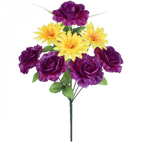 Штучні квіти букет штучної троянди з лотосом 9-ка, 51см 991 зображення 4564